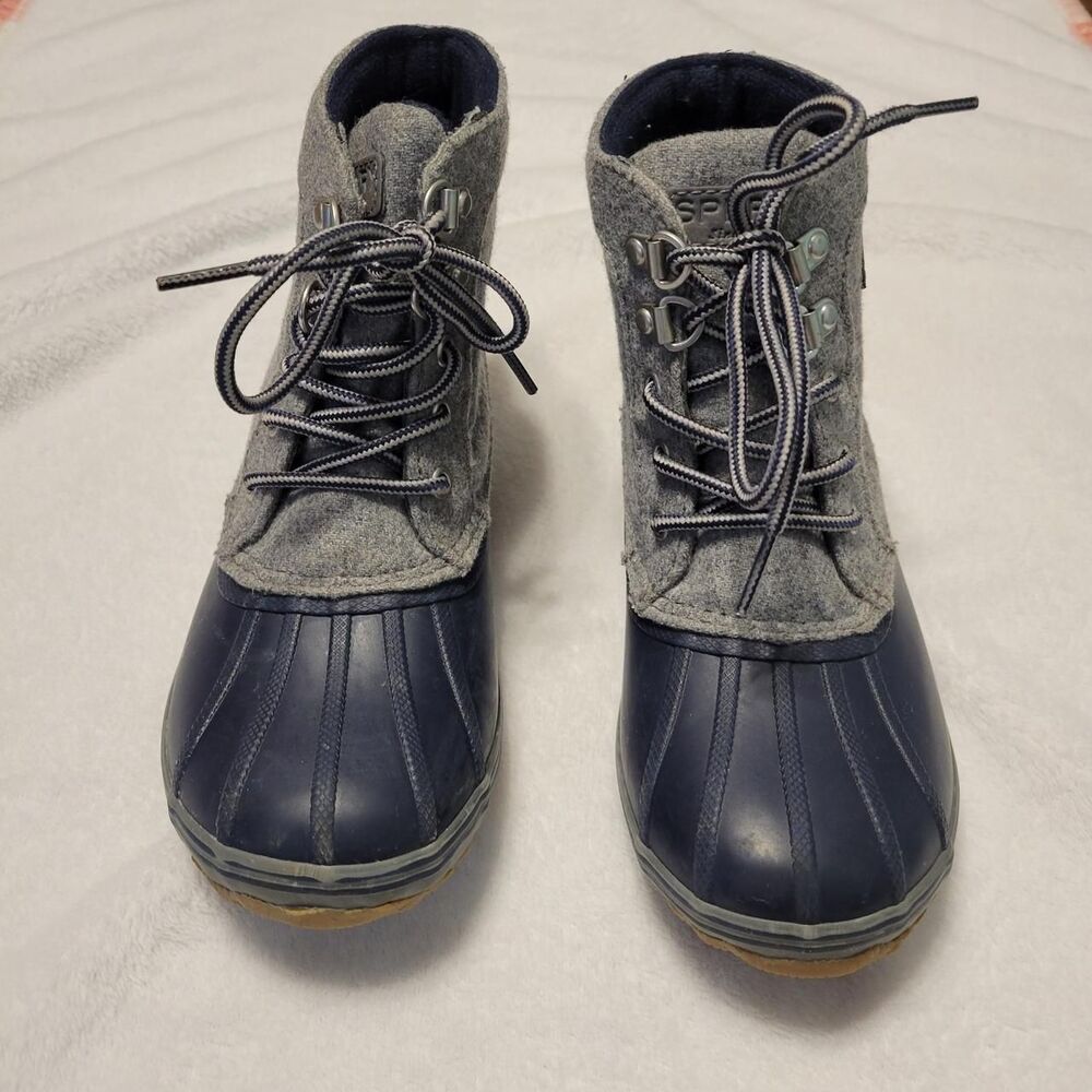 Sperry Kids Saltwater Wool Duck Boots Navy & Gray Size 2M